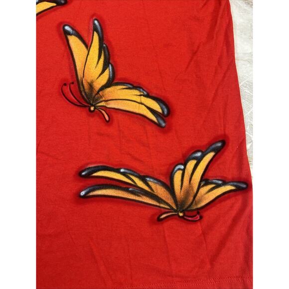 Vintage 90s Butterfly Graphic T Shirt Red Size XL Single Stitch - Picture 3 of 7